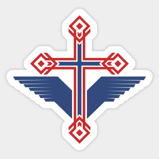 Cross of Jesus Christ and wings - a symbol of the Spirit Sticker